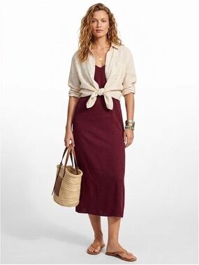 Gap Burgundy Lined Slip Midi Dress Size 10 Petite